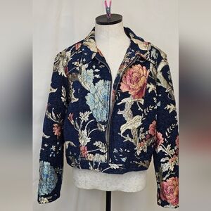 Jack by BB Dakota Navy Floral Bomber Jacket